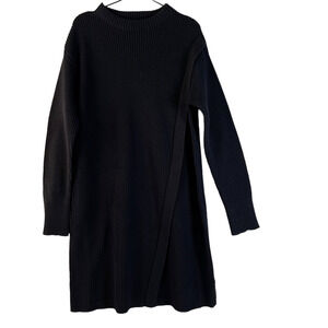 Halston Studio Womens Sweater Dress Black Knee Length Long Sleeve Plus XXL New